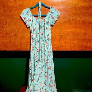 Xhiliration Blue Flower Sun Dress